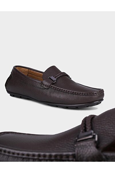 Cabani Ανδρικό Loafer από γνήσιο δέρμα καφέ χρώματος με ειδικό σχέδιο