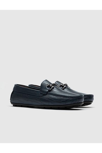 Cabani Genuine Leather Navy Blue Men's Loafer