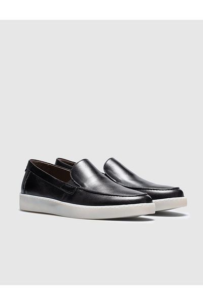 Cabani Black Genuine Leather Men's Casual Shoes