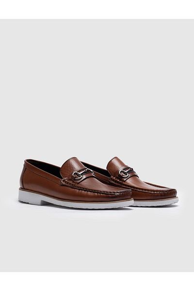 Cabani Genuine Leather Tan Buckle Men's Casual Shoes