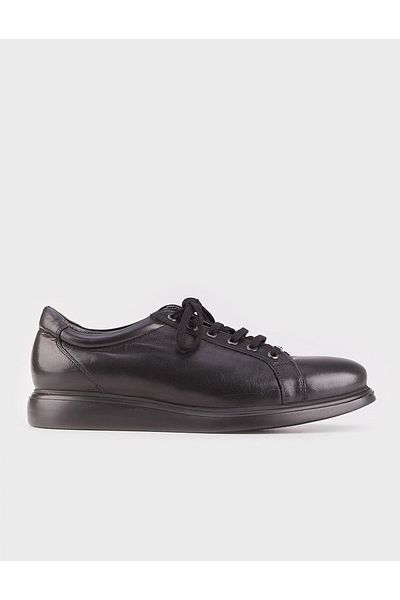 Cabani Genuine Leather Black Lace-Up Men's Casual Shoes