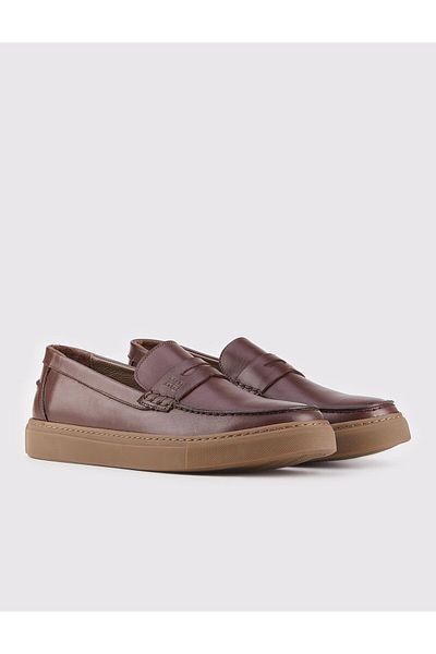 Cabani Men's Genuine Leather Winter Brown Loafer Shoes
