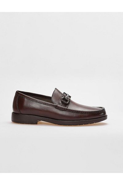 Cabani Genuine Leather Brown Buckle Men's Casual Shoes