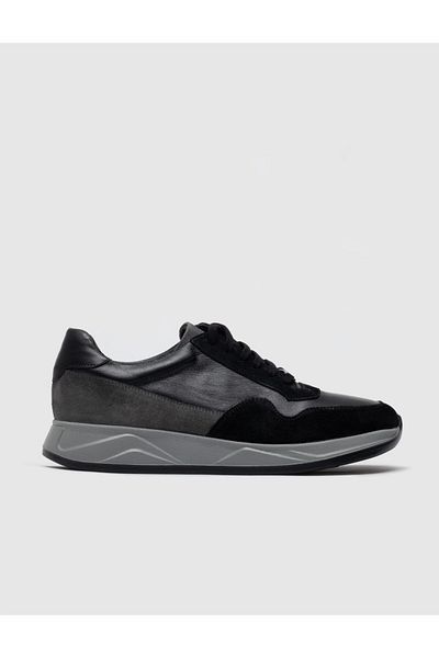 Cabani Genuine Leather Gray Suede Lace-Up Men's Sports Shoes