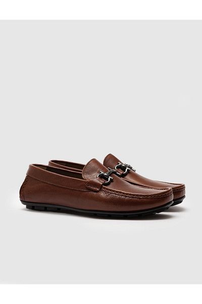 Cabani Buckle Detailed Genuine Leather Tan Men's Loafer Shoes