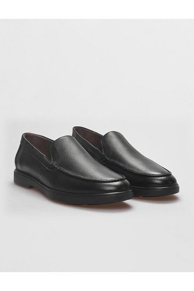 Cabani Black Genuine Leather Men's Casual Shoes