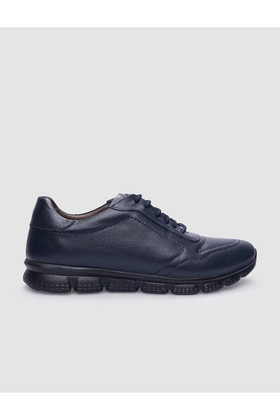 Cabani Navy Blue Lace-up 100% Genuine Leather Men's Casual Shoes