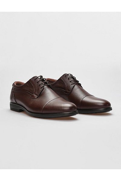 Cabani Genuine Leather Brown Lace-Up Men's Casual Shoes