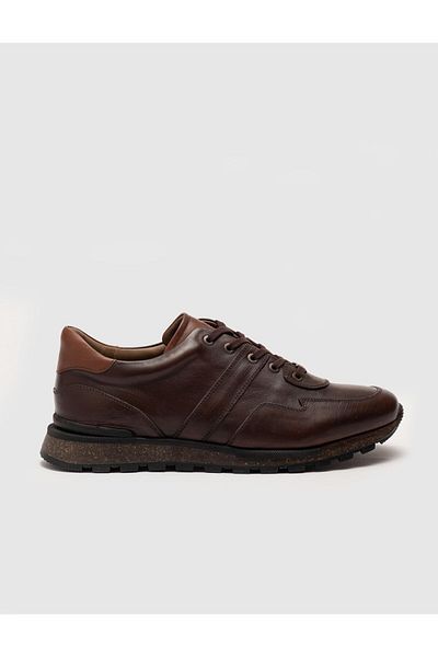 Cabani Genuine Leather Brown Lace-Up Men's Casual Shoes