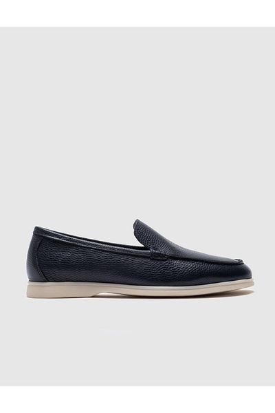 Cabani Navy Blue Genuine Leather Men's Casual Shoes