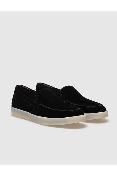 Cabani Genuine Leather Black Suede Men's Casual Shoes