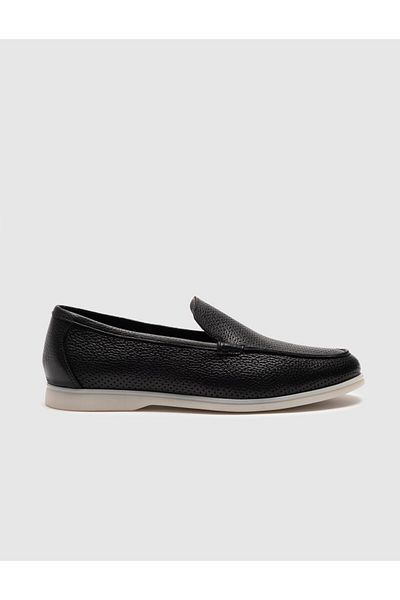 Cabani Black Genuine Leather Men's Loafer