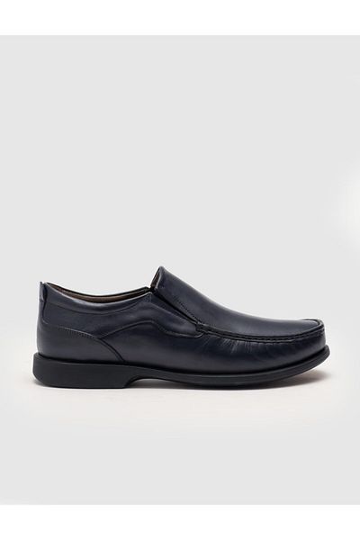 Cabani Navy Blue Genuine Leather Men's Casual Shoes