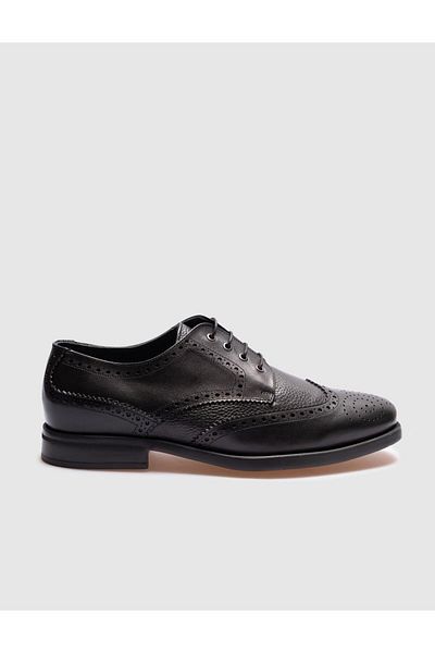 Cabani Men's Genuine Leather Black Lace-Up Casual Shoes