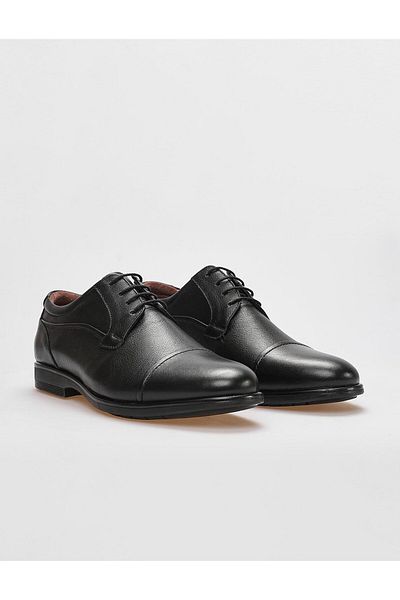 Cabani Genuine Leather Black Lace-Up Men's Casual Shoes