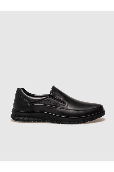 Cabani Black Genuine Leather Men's Casual Shoes