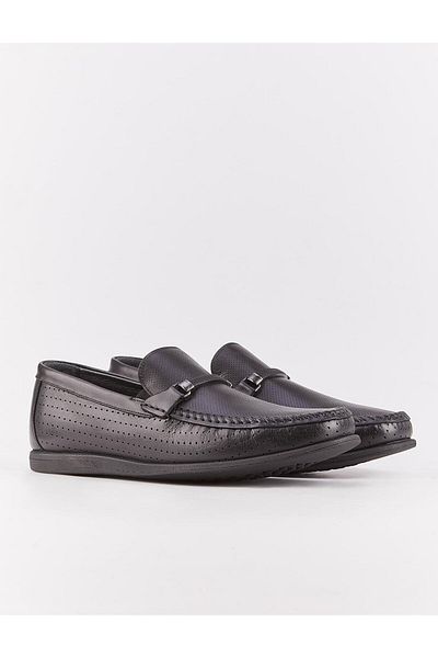 Cabani Genuine Leather Light Rubber Sole Black Men's Loafer Shoes
