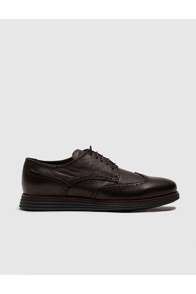 Cabani Genuine Leather Brown Lace-Up Men's Casual Shoes