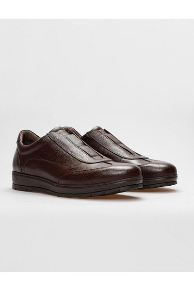 Cabani Genuine Leather Brown Men's Casual Shoes