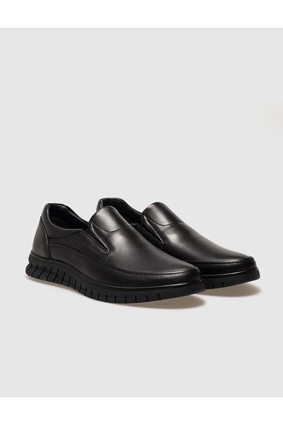 Cabani Black Genuine Leather Men's Casual Shoes