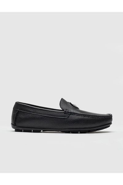 Cabani Black Genuine Leather Men's Loafer