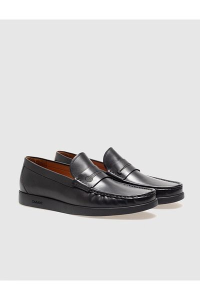 Cabani Genuine Leather Black Belted Men's Casual Shoes