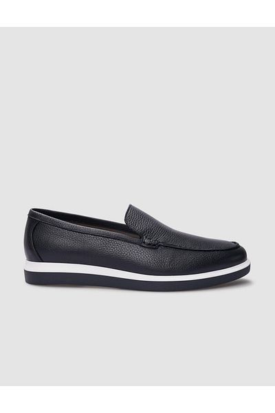 Cabani Navy Blue Genuine Leather Men's Casual Shoes