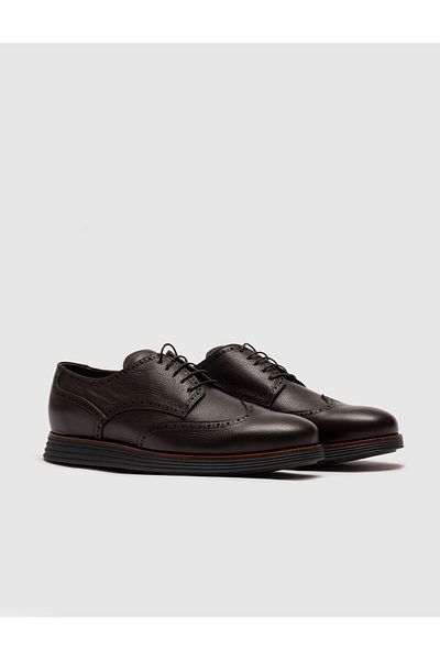 Cabani Genuine Leather Brown Lace-Up Men's Casual Shoes