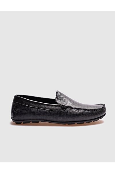 Cabani Men's Genuine Leather Summer Black Loafer Shoes