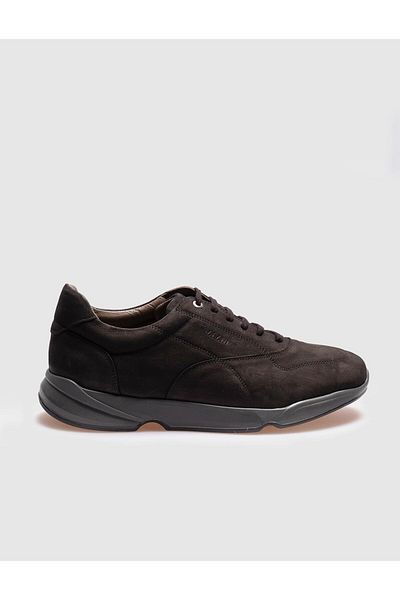 Cabani Genuine Leather Black Nubuck Lace-Up Men's Casual Shoes