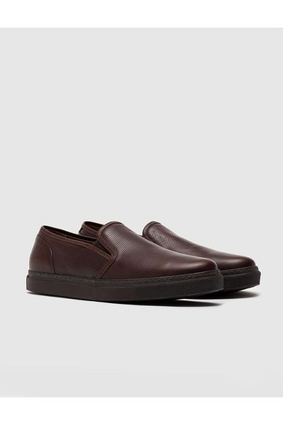 Cabani Genuine Leather Brown Men's Casual Shoes