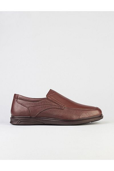 Cabani Genuine Leather Brown Men's Casual Shoes with Stitching Detail