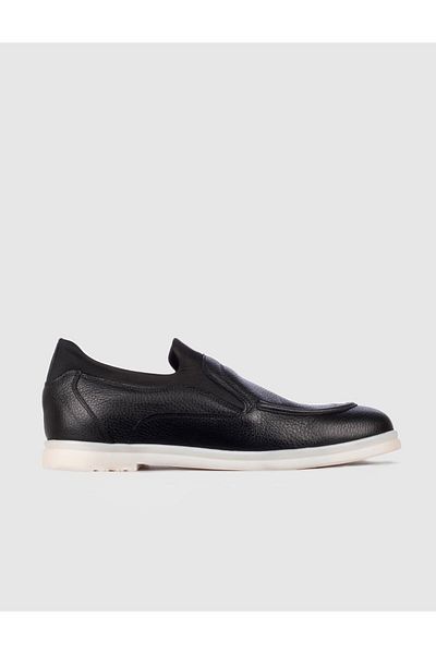 Cabani Genuine Leather Black Men's Casual Shoes with Rubber Sole