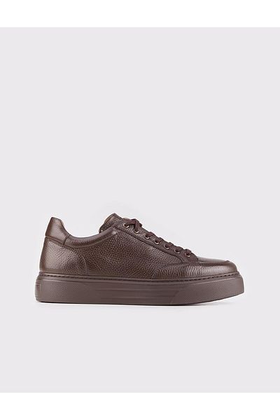 Cabani Special Design Genuine Leather Brown Lace-Up Men's Sports Shoes
