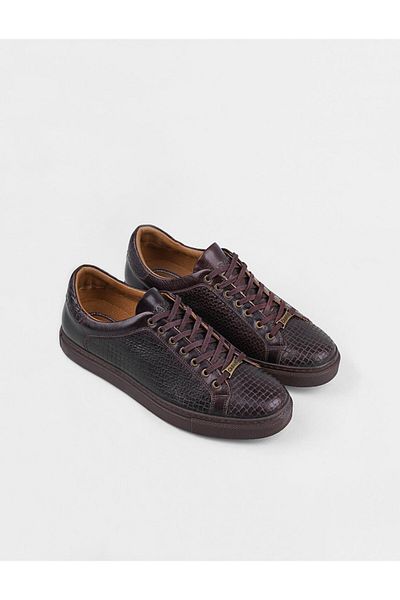 Cabani Genuine Leather Brown Men's Sports Shoes