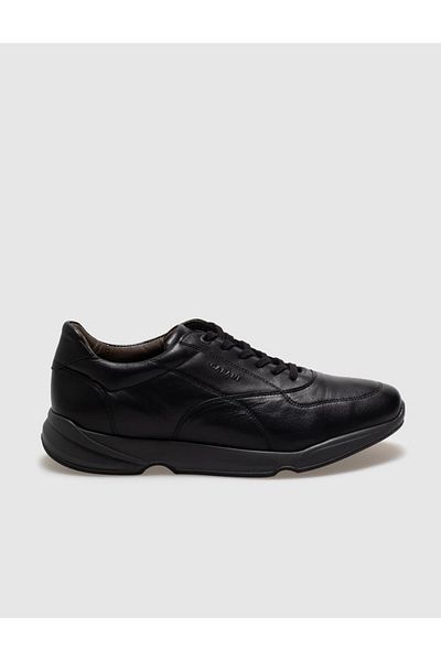 Cabani Genuine Leather Black Lace-Up Men's Casual Shoes