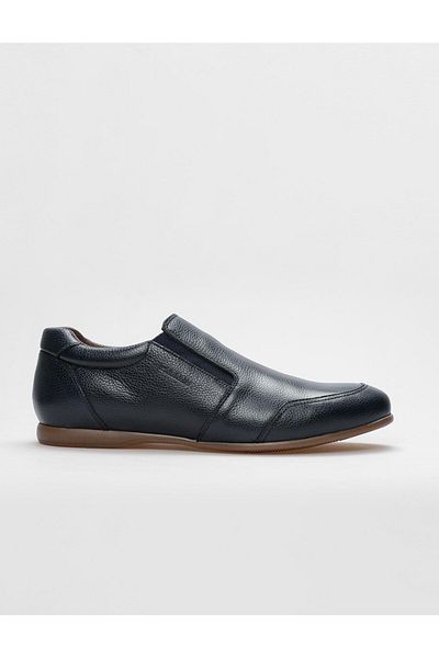 Cabani Navy Blue Genuine Leather Men's Casual Shoes