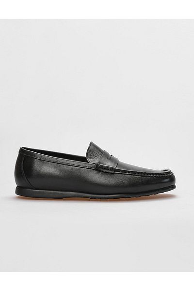Cabani Black Genuine Leather Men's Casual Shoes