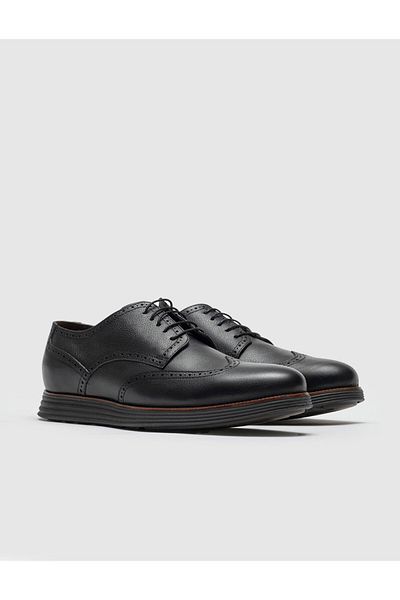 Cabani Genuine Leather Black Lace-Up Men's Casual Shoes