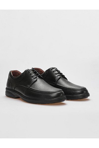 Cabani Genuine Leather Black Lace-Up Men's Casual Shoes