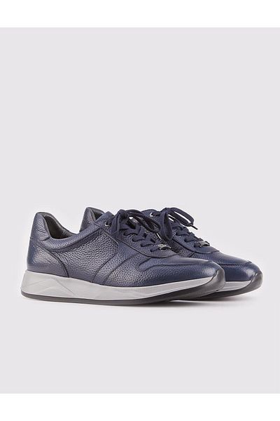 Cabani Genuine Leather Navy Blue Lace-Up Specially Designed Men's Sports Shoes