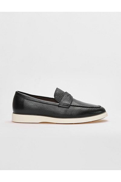Cabani Black Genuine Leather Men's Casual Shoes