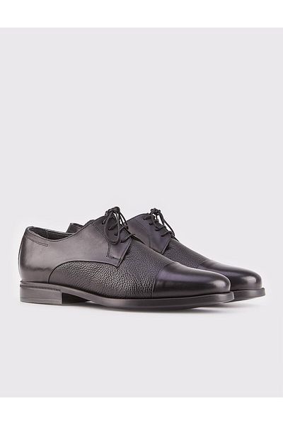 Cabani Genuine Leather Black Laced Non-Slip Sole Men's Classic Shoes