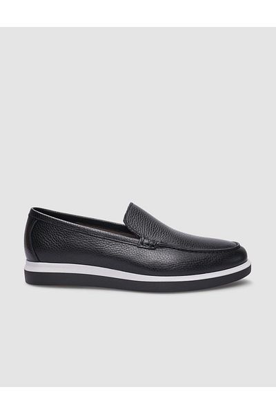 Cabani Black Genuine Leather Men's Casual Shoes