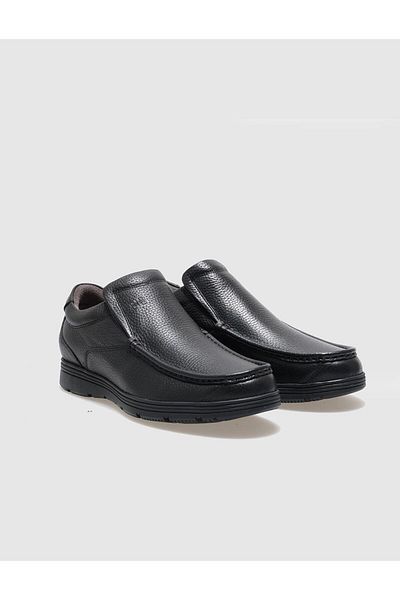 Cabani Black Genuine Leather Men's Casual Shoes