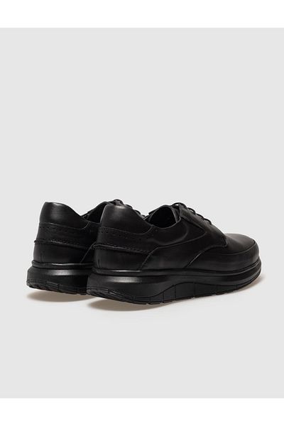 Cabani Genuine Leather Black Lace-Up Men's Casual Shoes