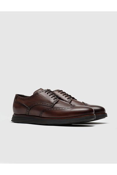 Cabani Genuine Leather Brown Lace-Up Men's Casual Shoes