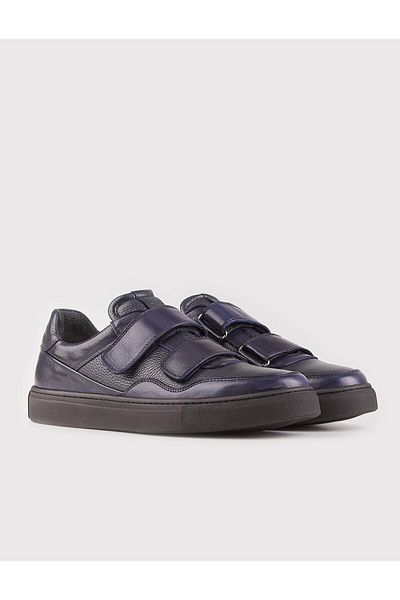 Cabani Men's Genuine Leather Navy Blue Sneakers