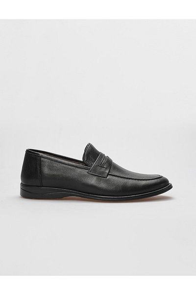 Cabani Black Genuine Leather Men's Casual Shoes