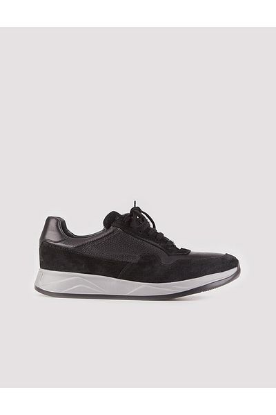 Cabani Genuine Leather Black Lace-Up Men's Sports Shoes